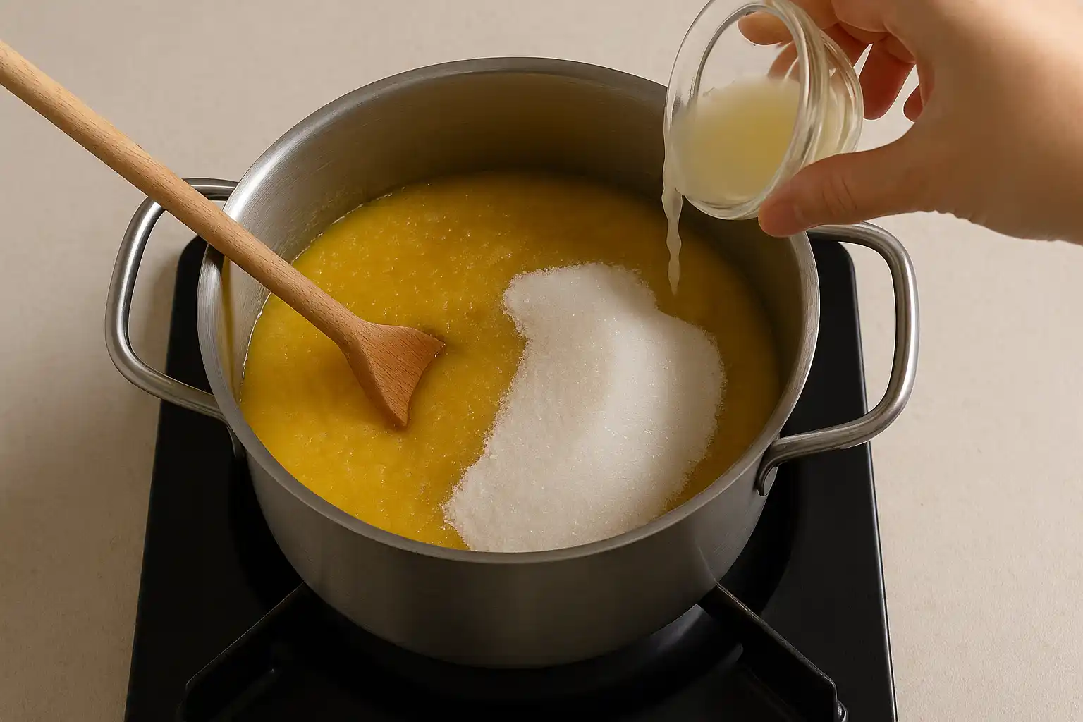 Cottura con zucchero delle cotogne