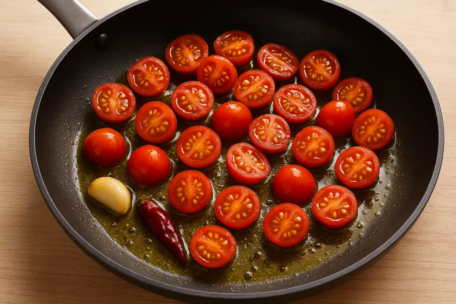 Soffritto e cottura dei pomodorini