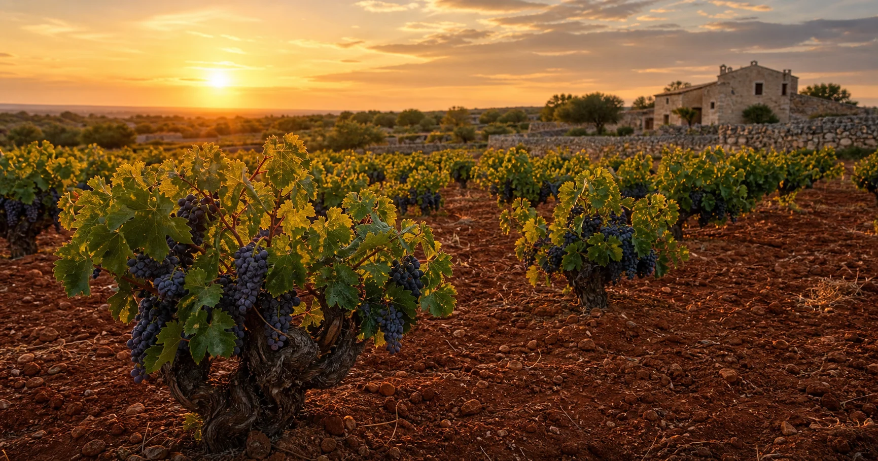 vini pugliesi vigneto alberello salento tramonto